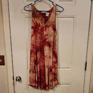 New Tie-Dye Sleeveless Dress With Hip Pockets Size L